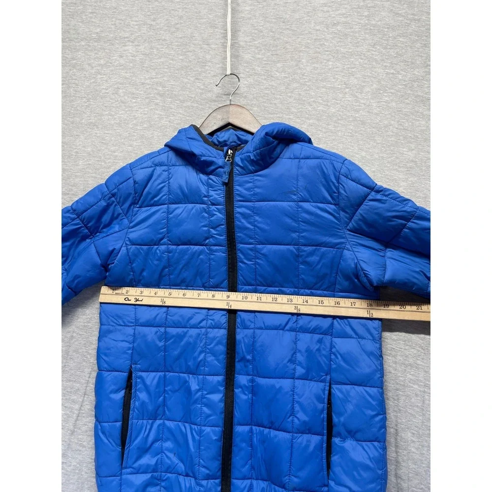 Arizona Jean Co Puffer Jacket Boys L (14/16) Blue Black Contrast Trim Full Zip